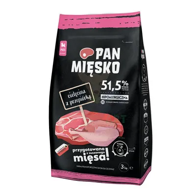 PAN MIĘSKO Cielęcina z przepiórką XS 3kg dla szczeniąt