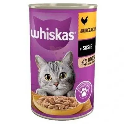 WHISKAS Adult puszka 400 g - mokra karma dla dorosłego kota, kawałki z kurczakiem w sosie