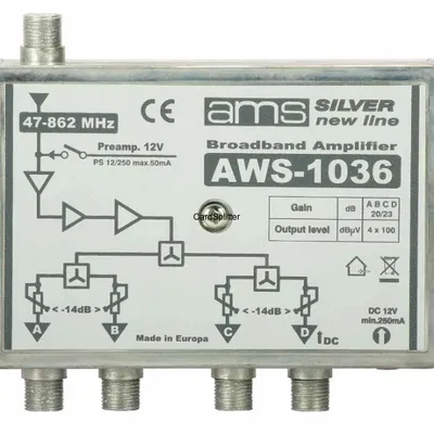 Wzmacniacz antenowy AMS AWS-1036, FM/VHF/UHF