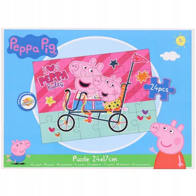 PUZZLE 24 SZT PEPA PIG 24 X 17 CM ROWEROWY RAJD