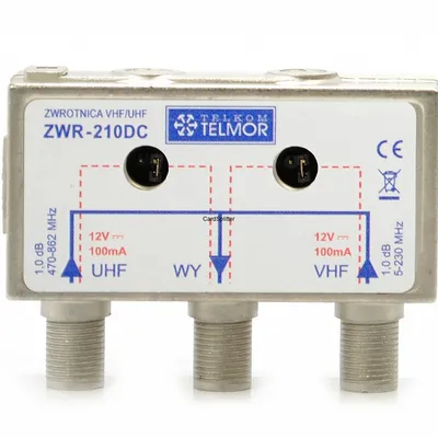 Zwrotnica antenowa Telmor ZWR-210DC, UHF/VHF + DC ( ON/OFF)