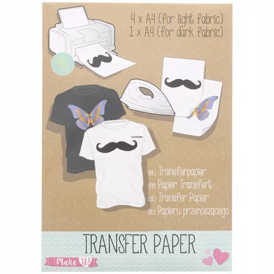 PAPIER TRANSFEROWY 5 arkuszy A4 do tekstyliów DIY